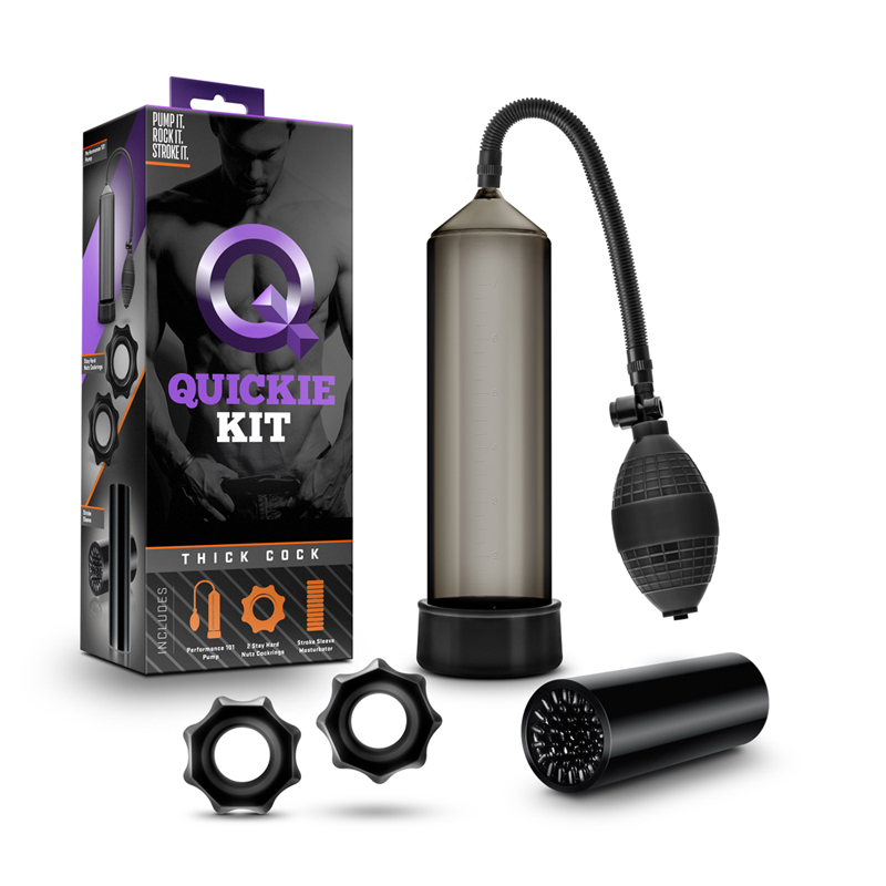 THICK COCK PUMP, STROKER & 2-PIECE COCKRING SET BLACK