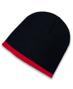 SPORTSMAN BOTTOM STRIPED KNIT BEANIE-BLK/RED