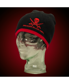 SPORTSMAN BOTTOM STRIPED KNIT BEANIE-BLK/RED